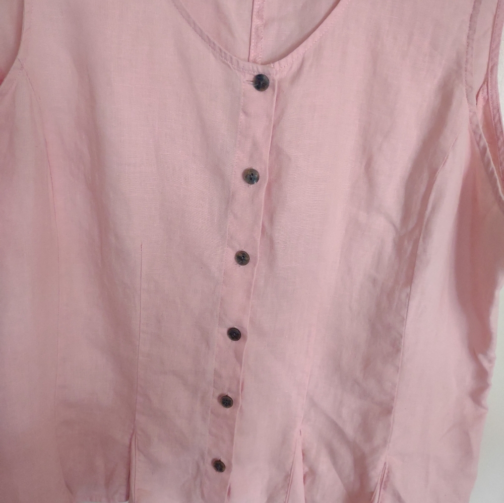 J Jill Women's Pink Linen Sleeveless Tank Top - Picture 5 of 10